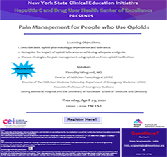 Statewide Webinar: Pain Management for People who Use Opioids
